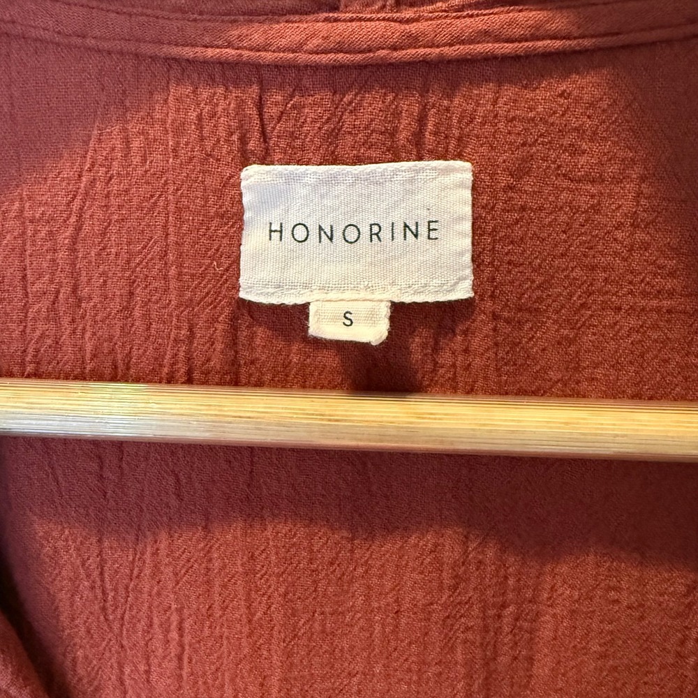 Honorine Rust Cotton Gauze Hooded Tunic Dress Resort Beach Cover Up Size S - Picture 4 of 7